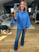 Feels Like Power Balloon Sleeve Button-Down Top-Fate-Anna Kaytes Boutique, Women's Fashion Boutique in Grinnell, Iowa