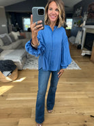 Feels Like Power Balloon Sleeve Button-Down Top-Fate-Anna Kaytes Boutique, Women's Fashion Boutique in Grinnell, Iowa