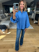 Feels Like Power Balloon Sleeve Button-Down Top-Fate-Anna Kaytes Boutique, Women's Fashion Boutique in Grinnell, Iowa