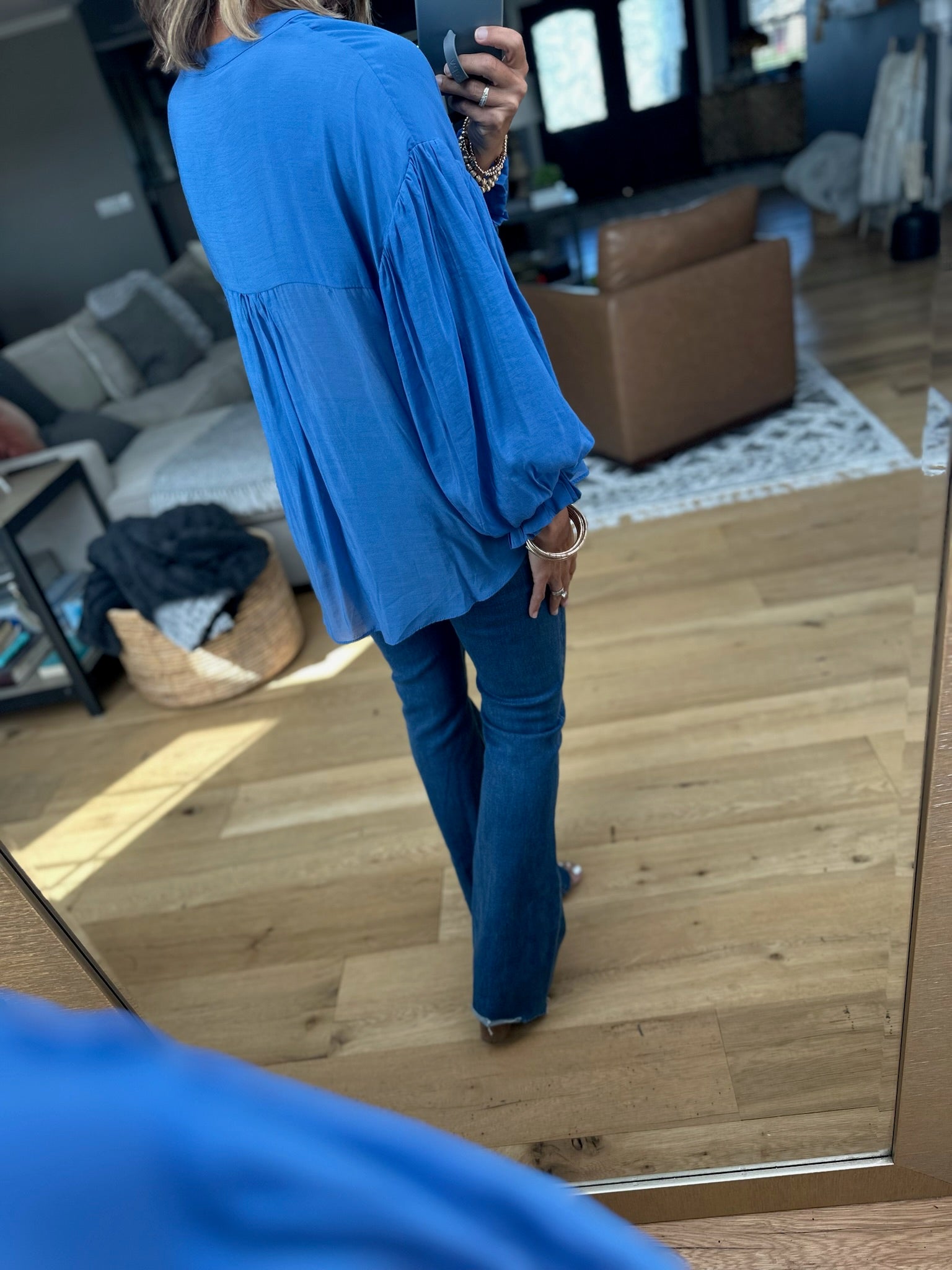 Feels Like Power Balloon Sleeve Button-Down Top-Fate-Anna Kaytes Boutique, Women's Fashion Boutique in Grinnell, Iowa