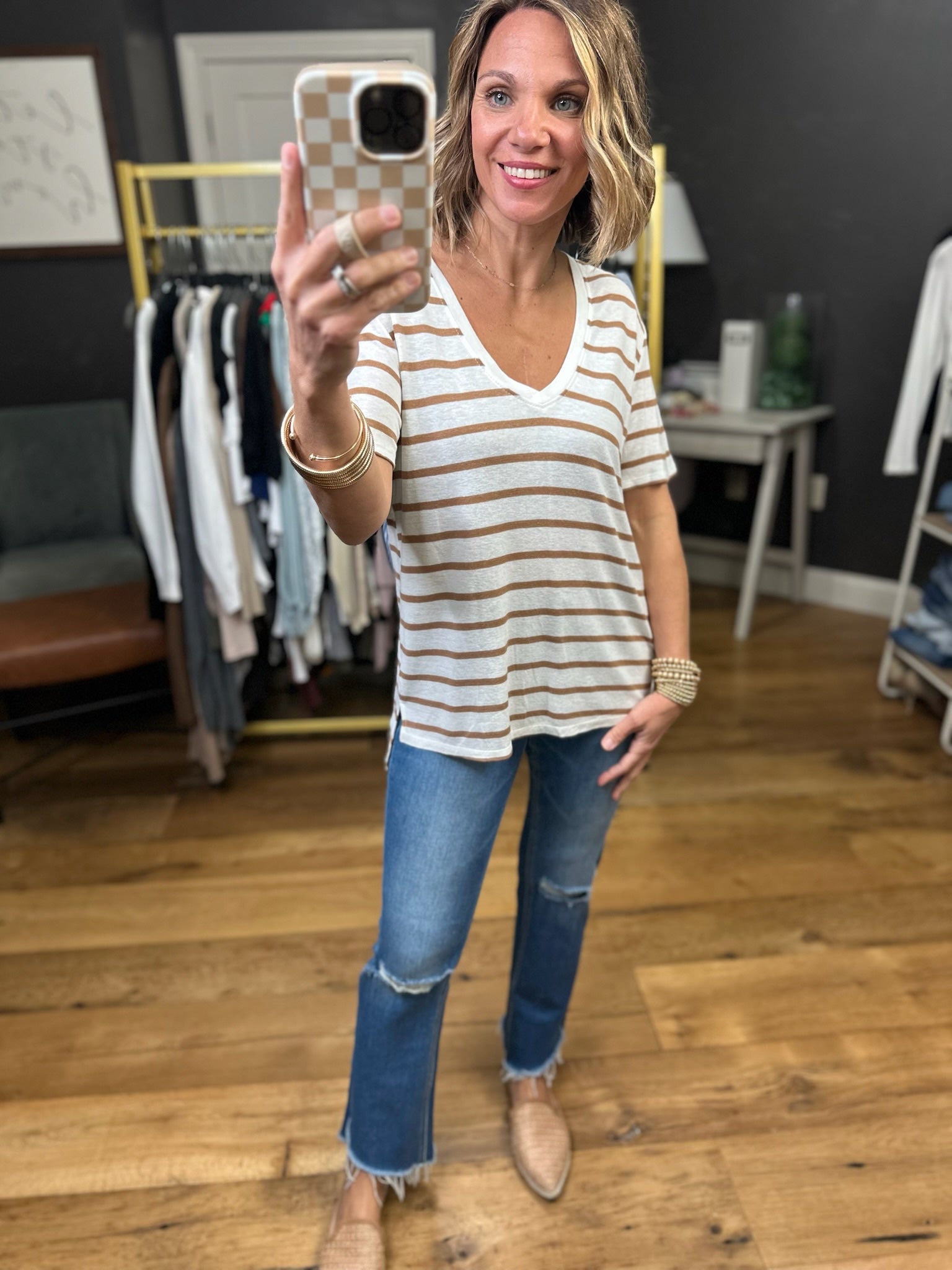 Usual Spot Striped V-Neck Top - Multiple Options-Be Cool-Anna Kaytes Boutique, Women's Fashion Boutique in Grinnell, Iowa