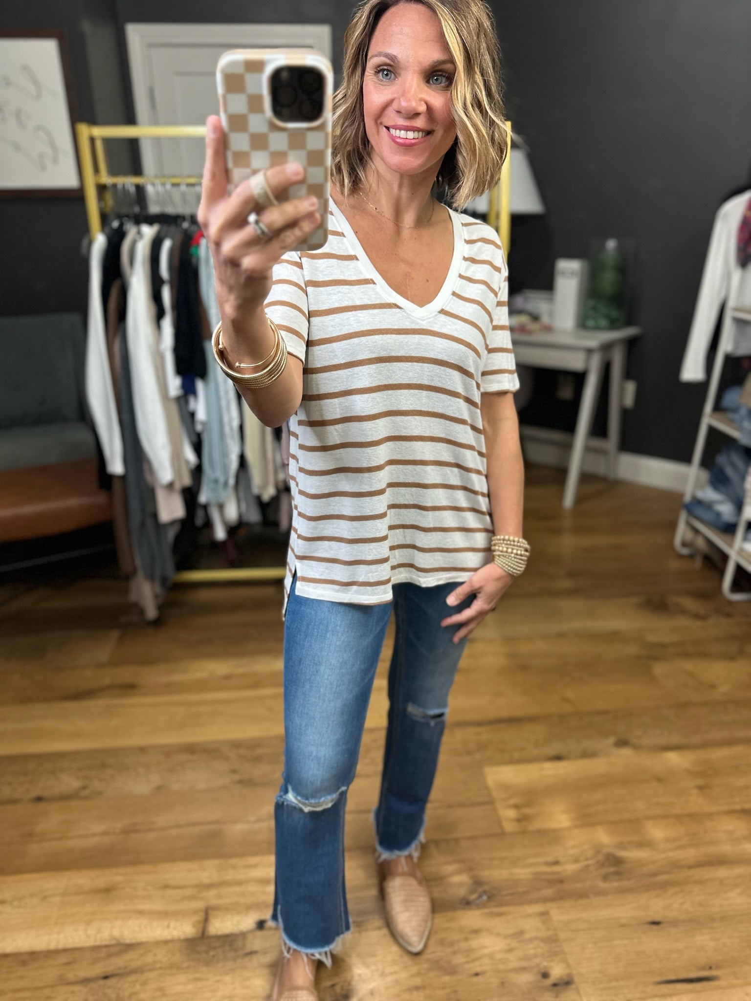 Usual Spot Striped V-Neck Top - Multiple Options-Be Cool-Anna Kaytes Boutique, Women's Fashion Boutique in Grinnell, Iowa