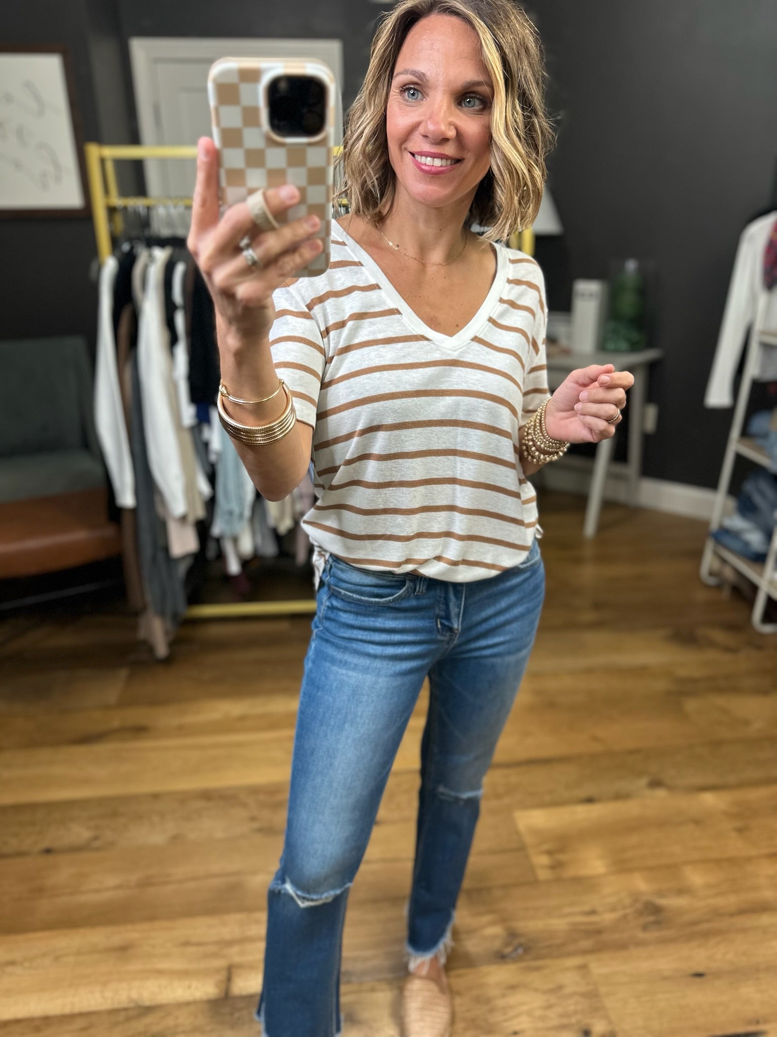 Usual Spot Striped V-Neck Top - Multiple Options-Be Cool-Anna Kaytes Boutique, Women's Fashion Boutique in Grinnell, Iowa