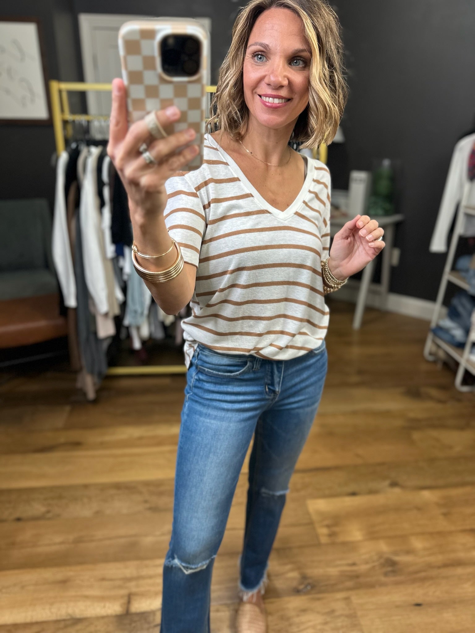 Usual Spot Striped V-Neck Top - Multiple Options-Be Cool-Anna Kaytes Boutique, Women's Fashion Boutique in Grinnell, Iowa