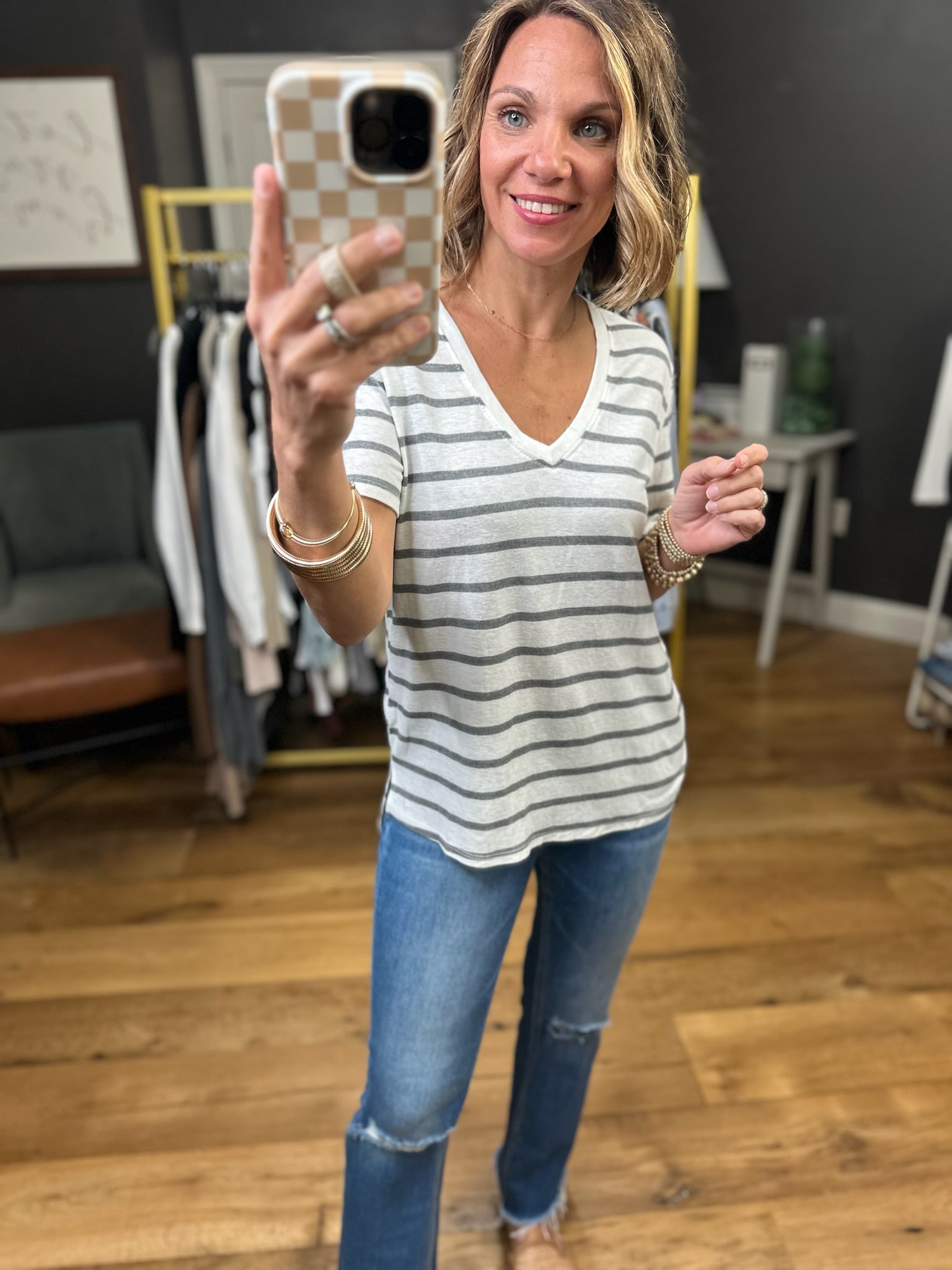 Usual Spot Striped V-Neck Top - Multiple Options-Be Cool-Anna Kaytes Boutique, Women's Fashion Boutique in Grinnell, Iowa