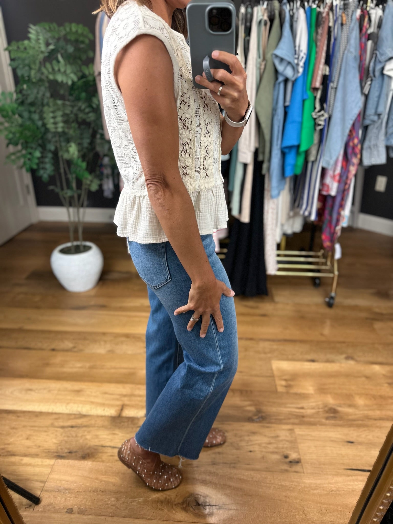 Placed In My Heart Lace Peplum Top-Short Sleeves-POL-Anna Kaytes Boutique, Women's Fashion Boutique in Grinnell, Iowa