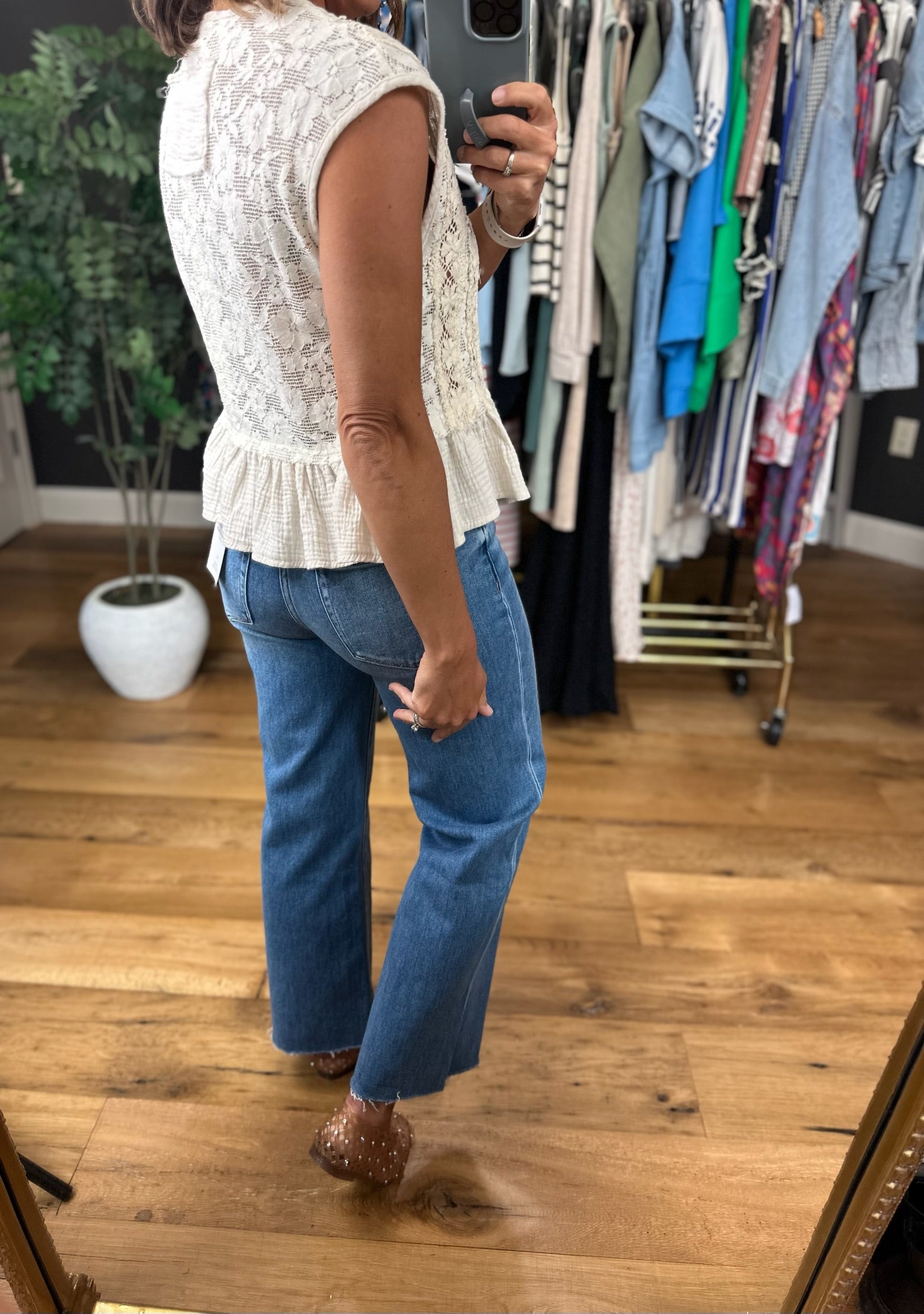 Placed In My Heart Lace Peplum Top-Short Sleeves-POL-Anna Kaytes Boutique, Women's Fashion Boutique in Grinnell, Iowa