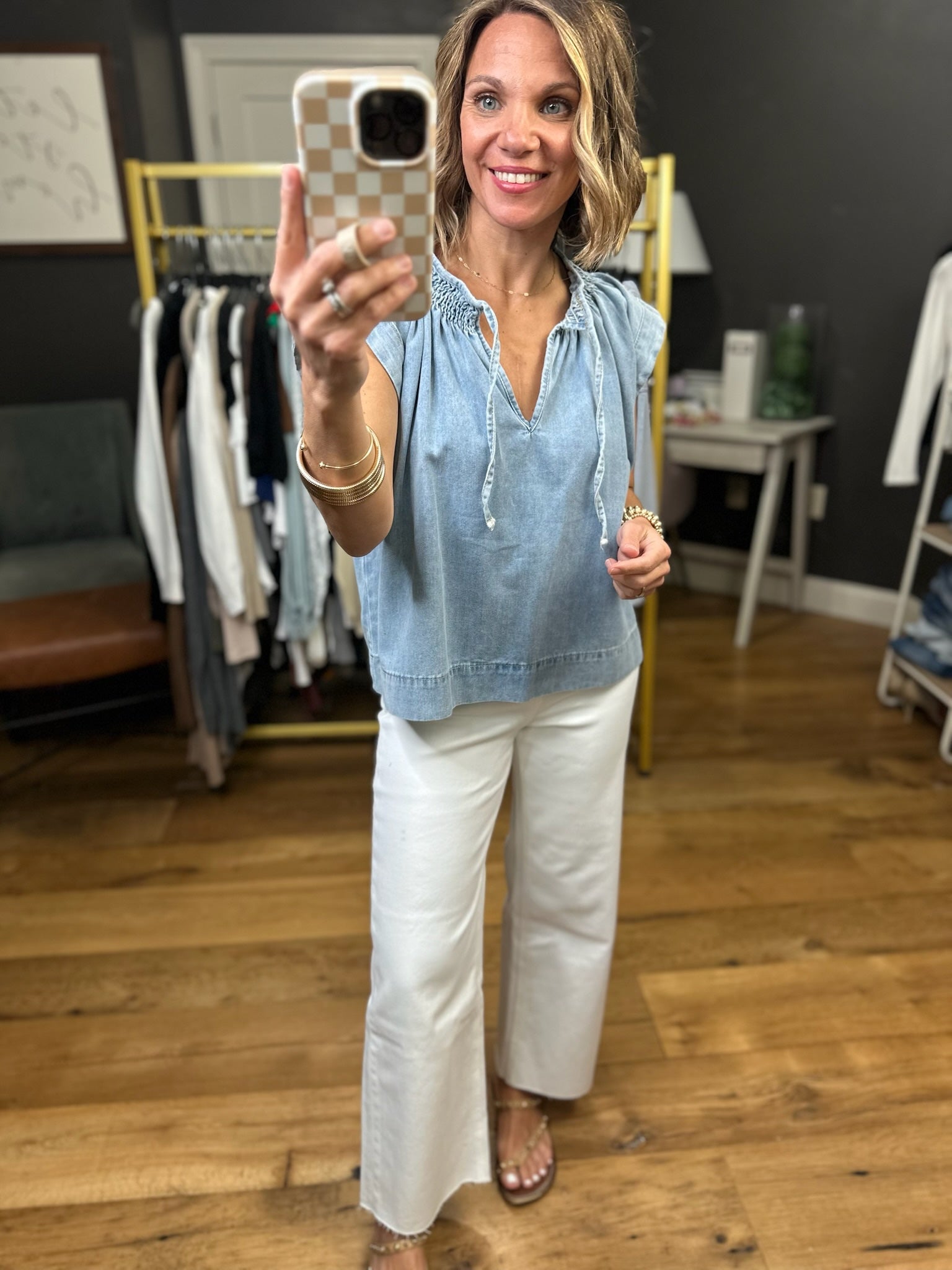 A Few Steps Back Denim Top-Wishlist-Anna Kaytes Boutique, Women's Fashion Boutique in Grinnell, Iowa