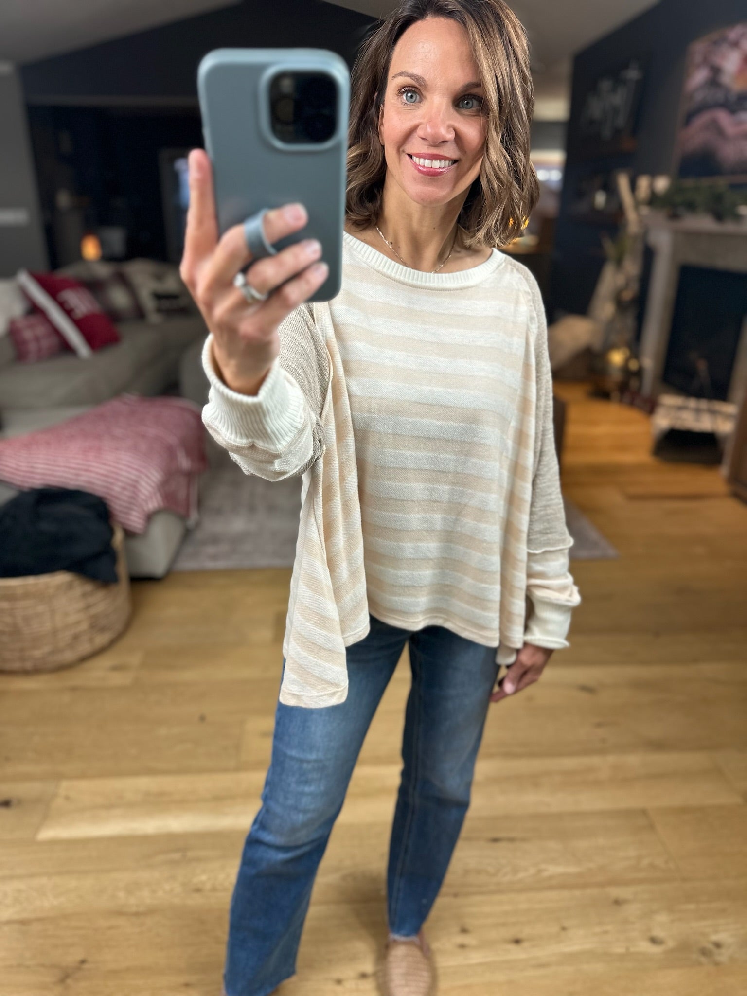 The Jenna Hi-Low Striped Top-Long Sleeves-By Together-Anna Kaytes Boutique, Women's Fashion Boutique in Grinnell, Iowa