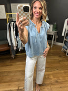 A Few Steps Back Denim Top-Wishlist-Anna Kaytes Boutique, Women's Fashion Boutique in Grinnell, Iowa