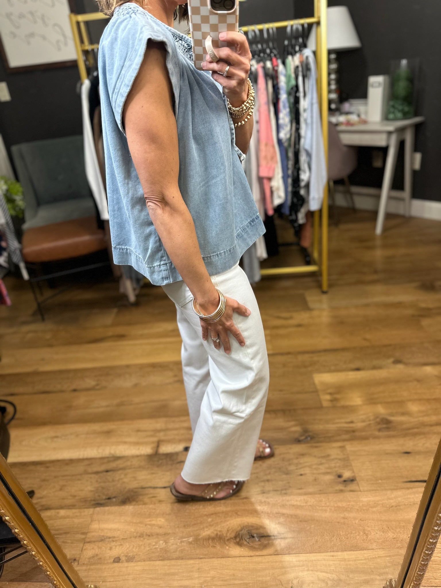 A Few Steps Back Denim Top-Wishlist-Anna Kaytes Boutique, Women's Fashion Boutique in Grinnell, Iowa