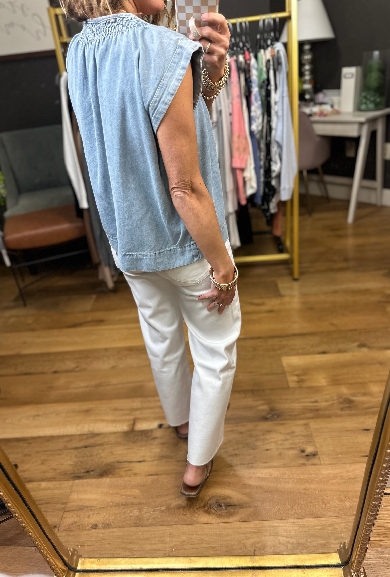 A Few Steps Back Denim Top-Wishlist-Anna Kaytes Boutique, Women's Fashion Boutique in Grinnell, Iowa