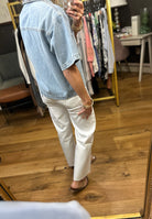 Never Look Back Cropped Denim Button-Down Top - Light Denim-Wishlist-Anna Kaytes Boutique, Women's Fashion Boutique in Grinnell, Iowa