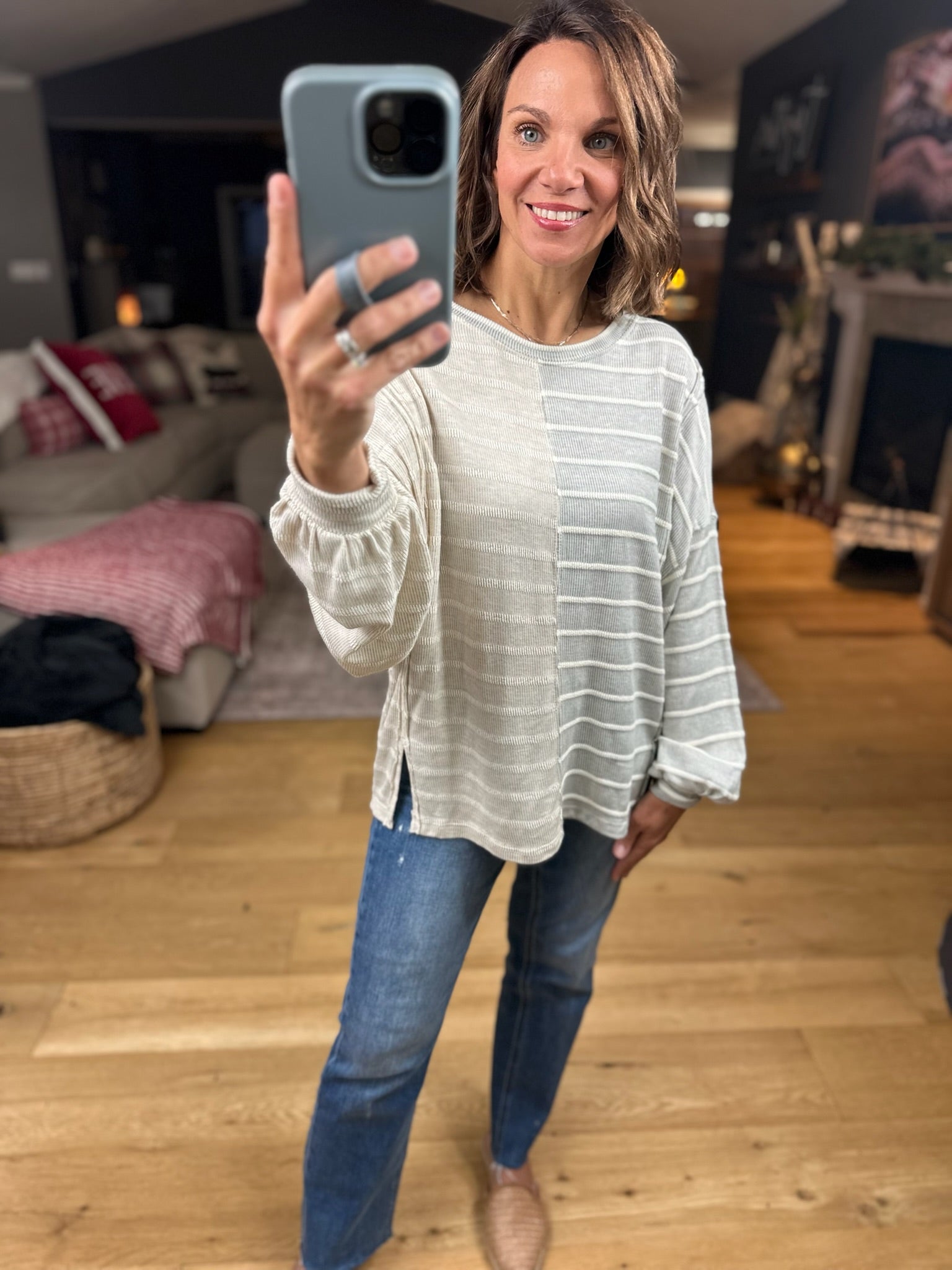 The Laynie Contrast-Stripe Long Sleeve Top-Long Sleeves-By Together-Anna Kaytes Boutique, Women's Fashion Boutique in Grinnell, Iowa