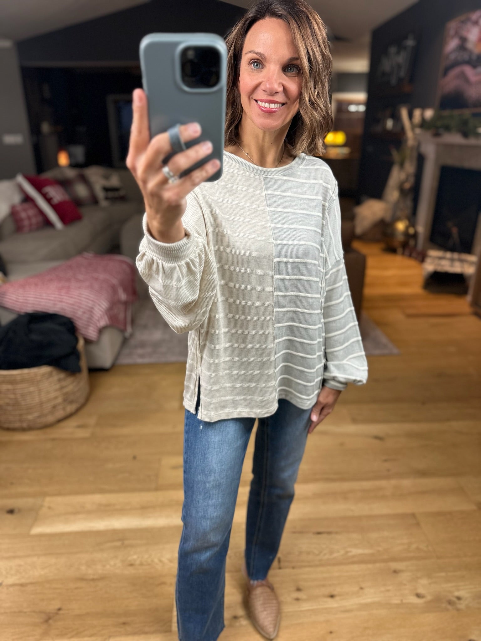 The Laynie Contrast-Stripe Long Sleeve Top-Long Sleeves-By Together-Anna Kaytes Boutique, Women's Fashion Boutique in Grinnell, Iowa