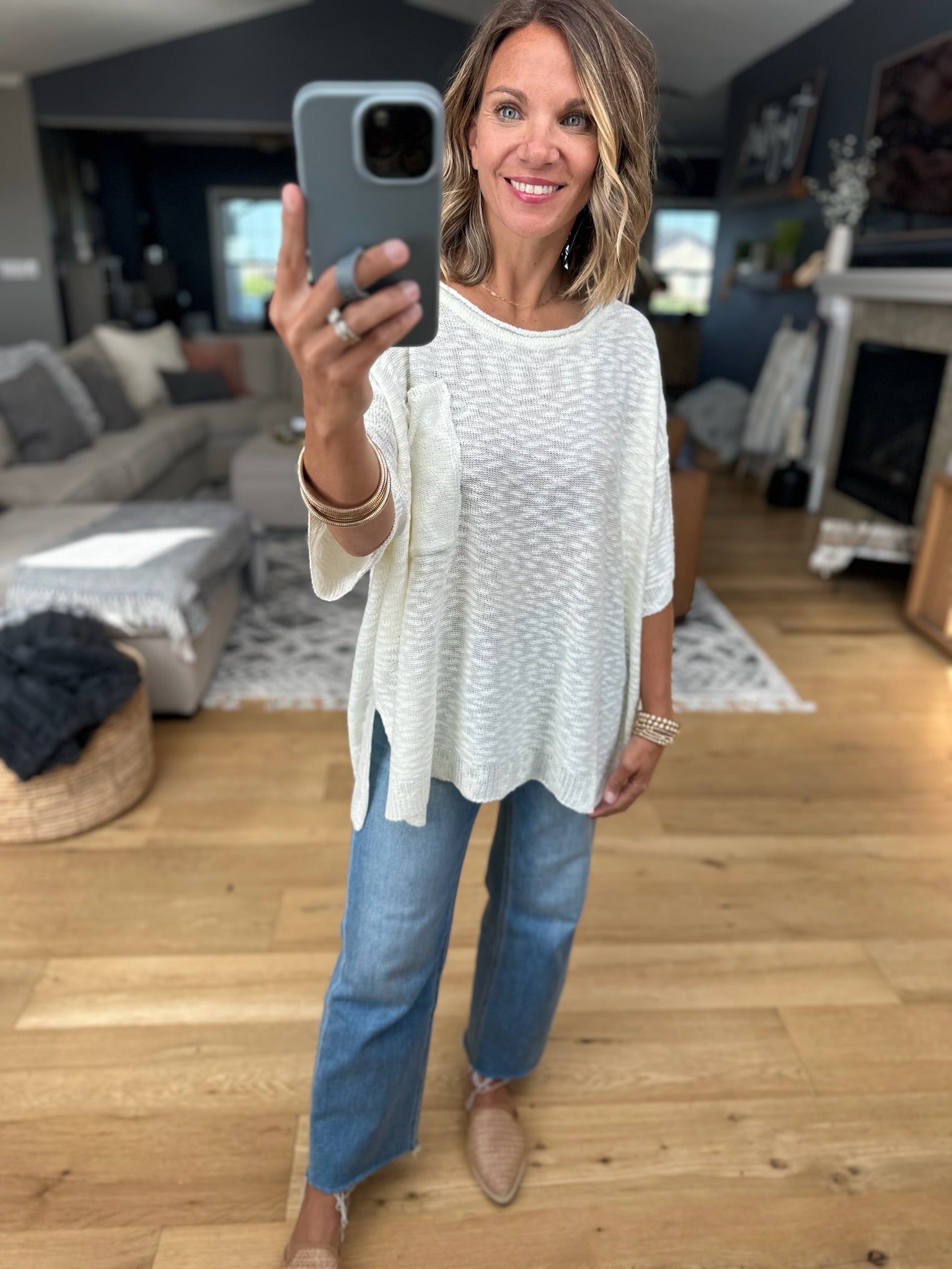 Knit In Nature Oversized Knit Top-Sweaters-Easel-Anna Kaytes Boutique, Women's Fashion Boutique in Grinnell, Iowa