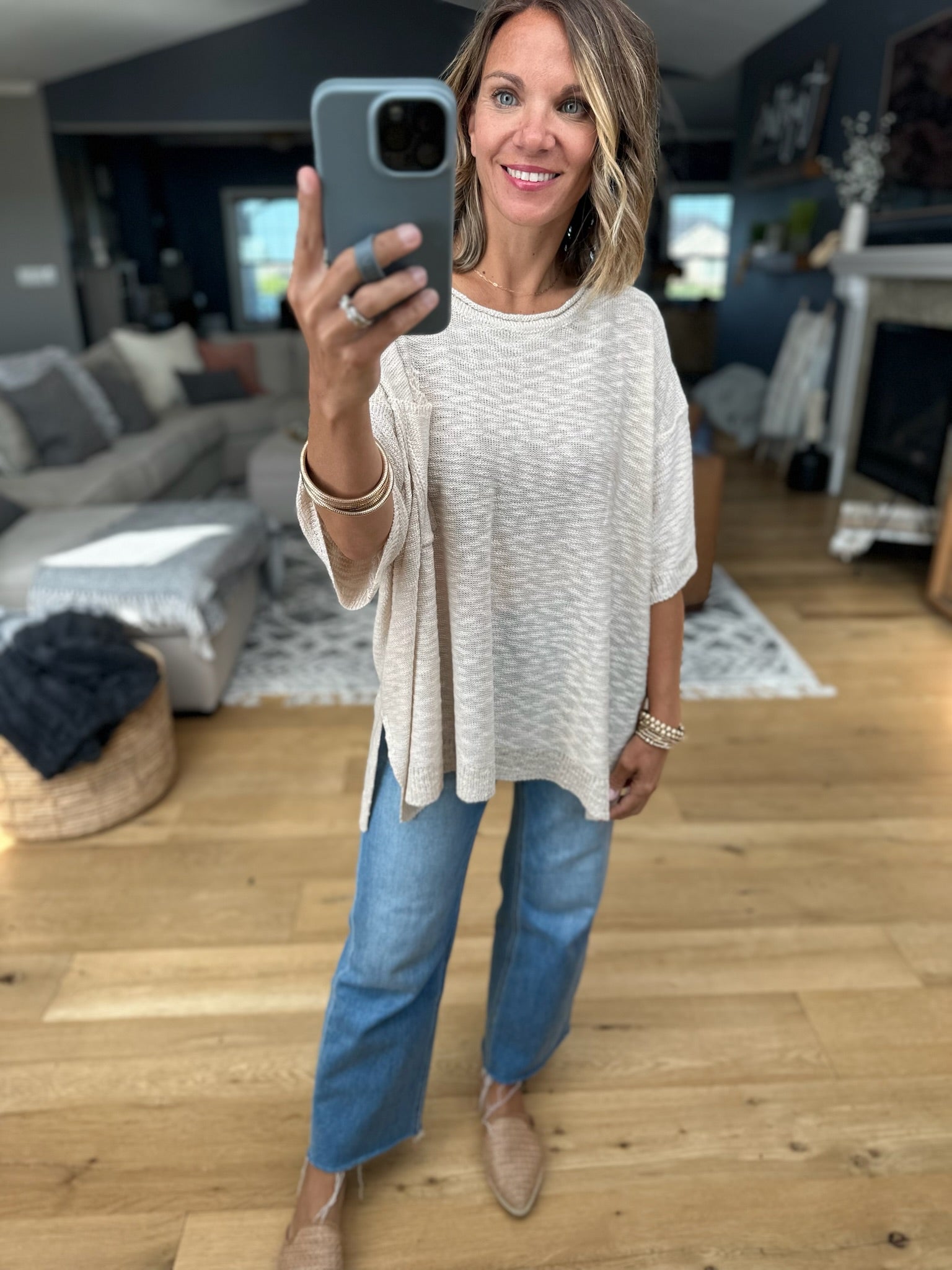 Knit In Nature Oversized Knit Top-Sweaters-Easel-Anna Kaytes Boutique, Women's Fashion Boutique in Grinnell, Iowa