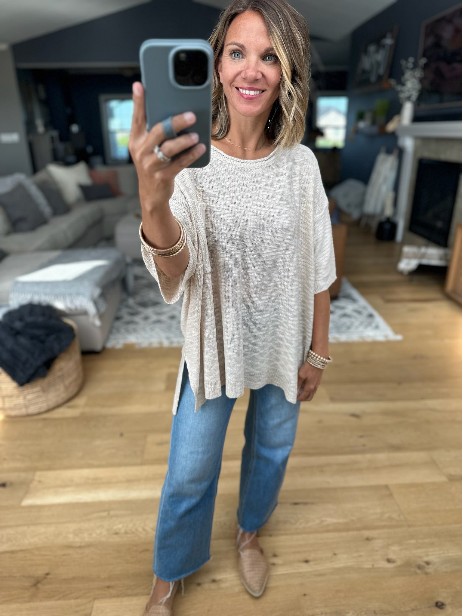 Knit In Nature Oversized Knit Top-Sweaters-Easel-Anna Kaytes Boutique, Women's Fashion Boutique in Grinnell, Iowa