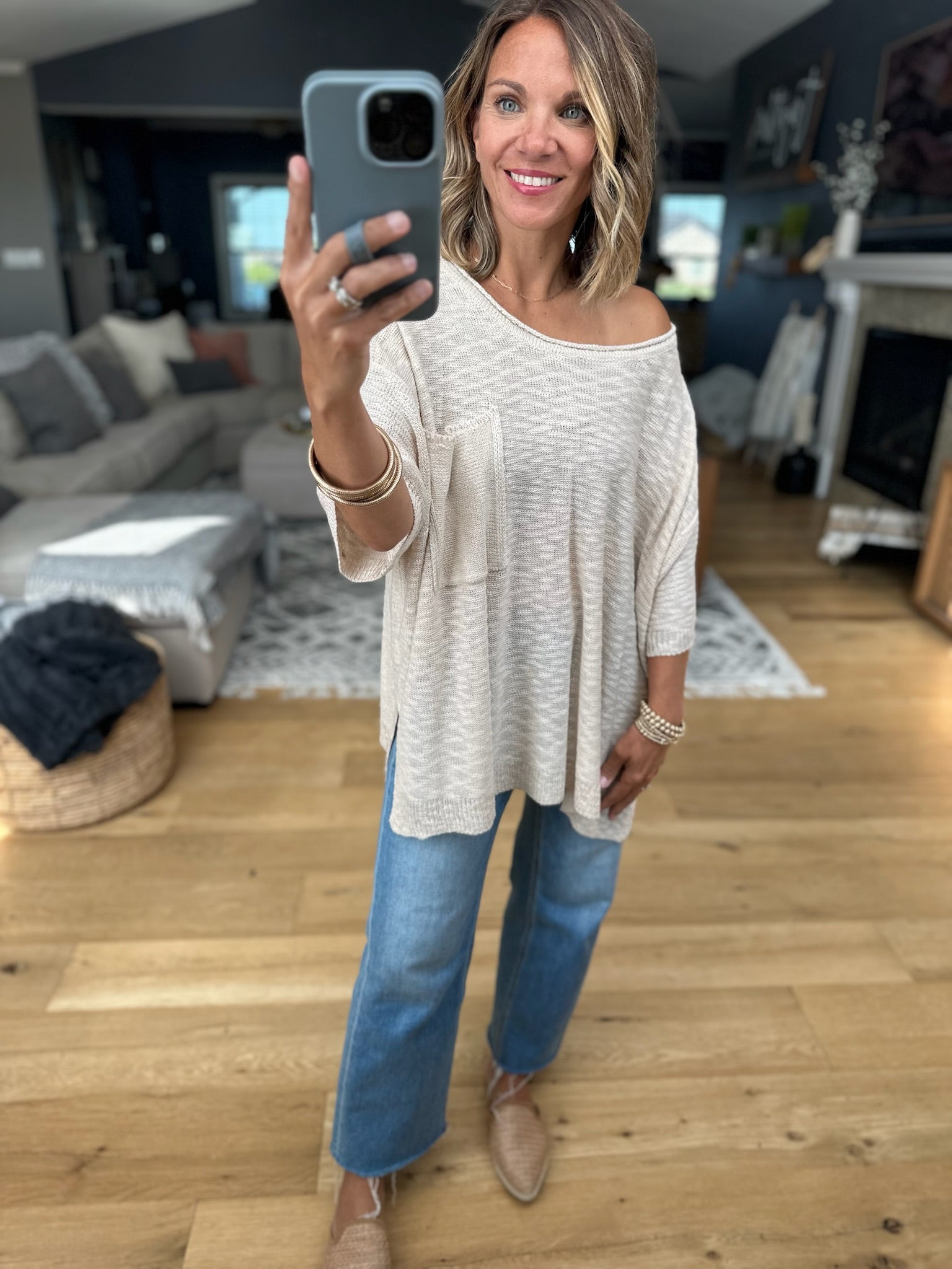 Knit In Nature Oversized Knit Top-Sweaters-Easel-Anna Kaytes Boutique, Women's Fashion Boutique in Grinnell, Iowa