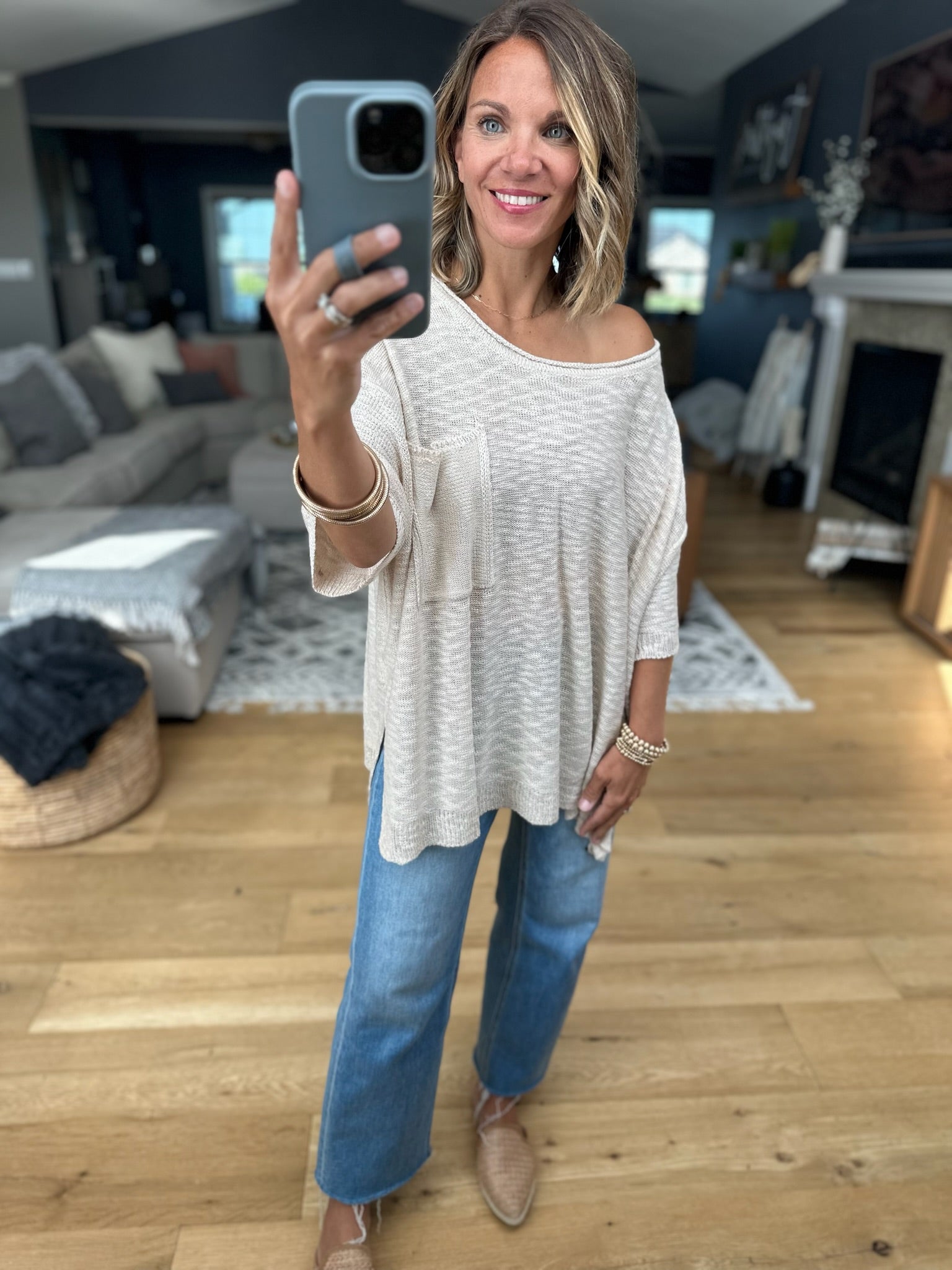 Knit In Nature Oversized Knit Top-Sweaters-Easel-Anna Kaytes Boutique, Women's Fashion Boutique in Grinnell, Iowa