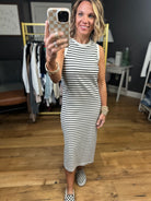 Longer Range Striped Midi Dress - Cream/Black-Wishlist-Anna Kaytes Boutique, Women's Fashion Boutique in Grinnell, Iowa