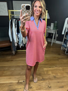 Spend The Years Collared Striped Dress - Grapefruit-Entro-Anna Kaytes Boutique, Women's Fashion Boutique in Grinnell, Iowa