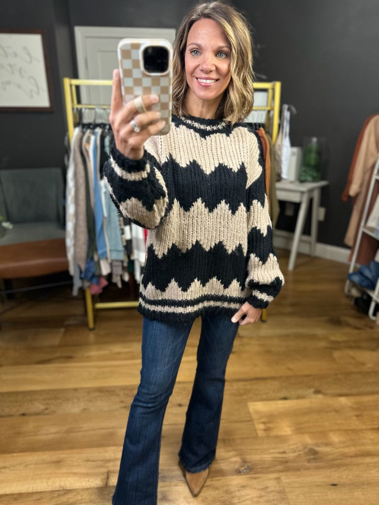 The Marcia Zig-Zag Stitch Sweater-Sweaters-Entro T21823-Anna Kaytes Boutique, Women's Fashion Boutique in Grinnell, Iowa