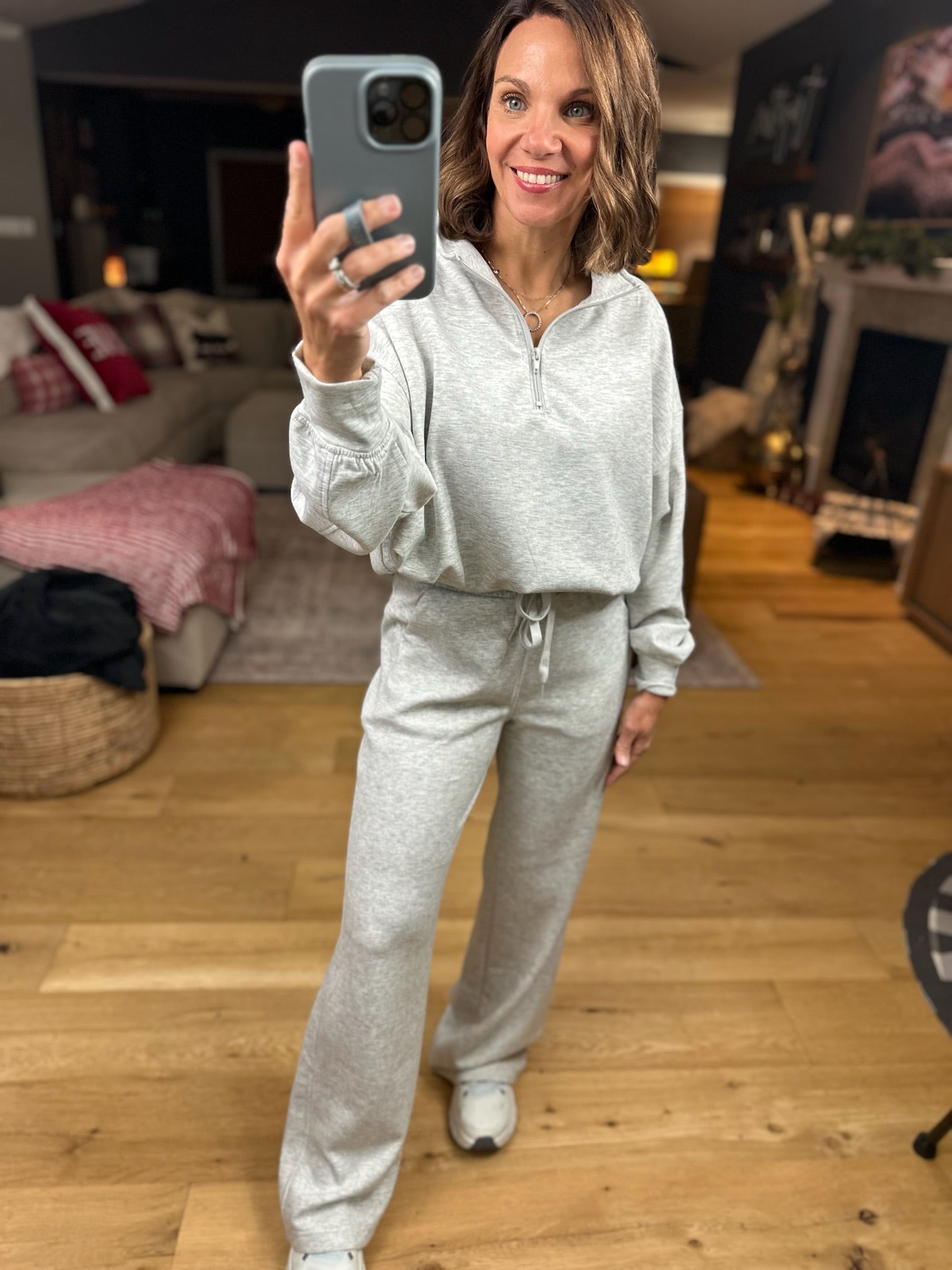 The Emma 3/4 Zip Pullover + Pant Set-Sweaters-Zenana-Anna Kaytes Boutique, Women's Fashion Boutique in Grinnell, Iowa