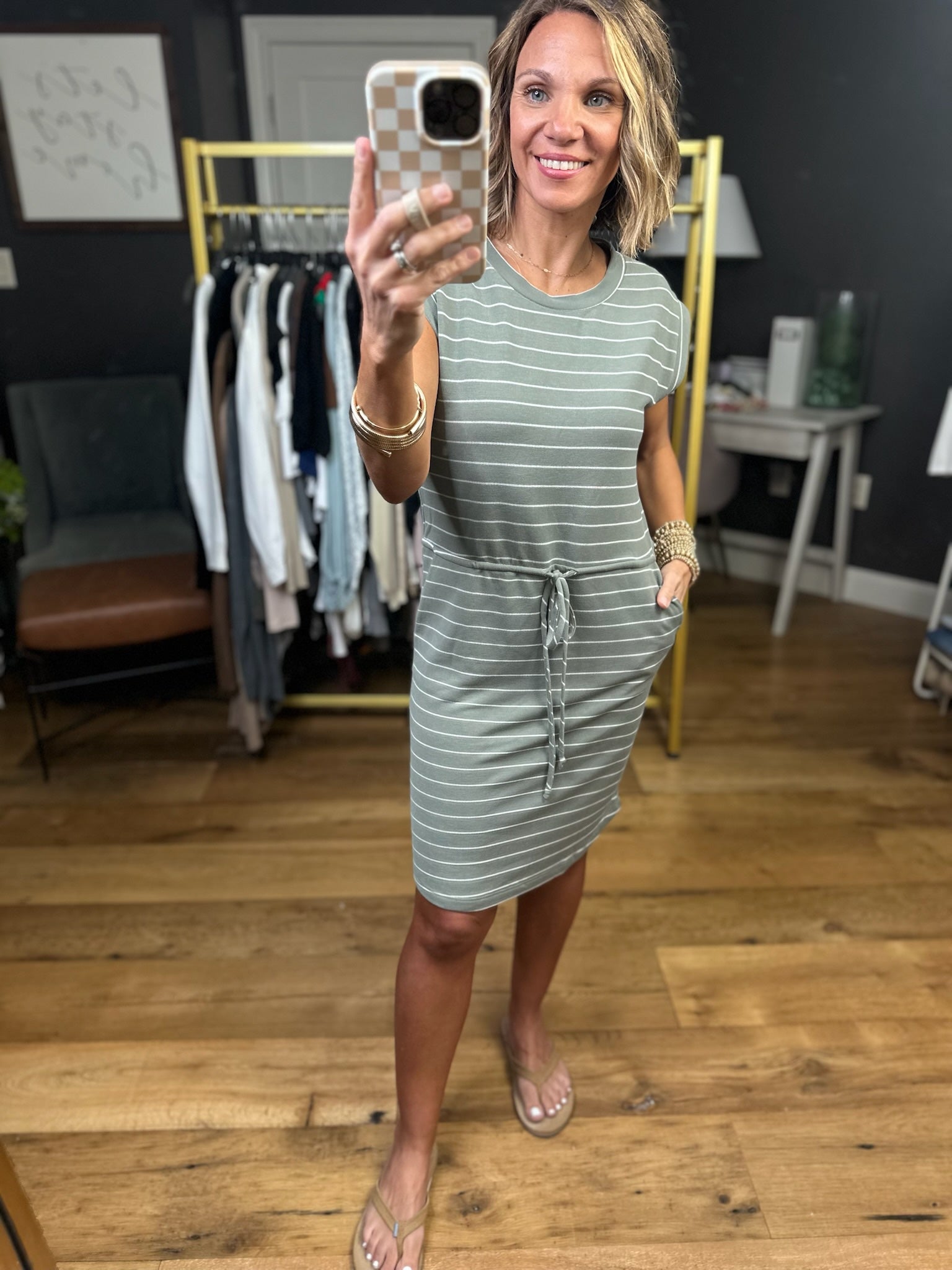 The Maggie Striped Cinch-Waist Dress - Multiple Options-Staccato-Anna Kaytes Boutique, Women's Fashion Boutique in Grinnell, Iowa