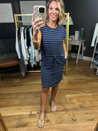 The Maggie Striped Cinch-Waist Dress - Multiple Options-Staccato-Anna Kaytes Boutique, Women's Fashion Boutique in Grinnell, Iowa