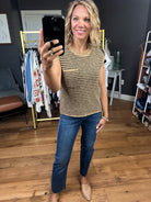 Near You Striped Pocket Knit Top - Camel/Black-Short Sleeves-Thread & Supply-Anna Kaytes Boutique, Women's Fashion Boutique in Grinnell, Iowa