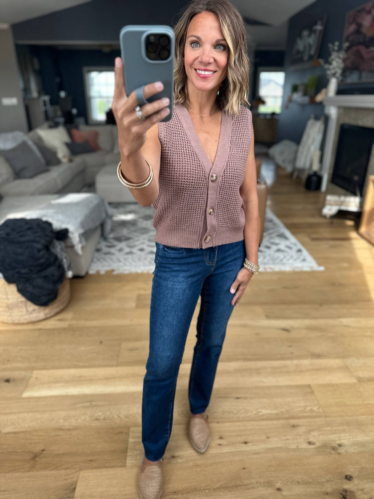 Everything I Need Button-Down Knit Vest-sweaters-Staccato-Anna Kaytes Boutique, Women's Fashion Boutique in Grinnell, Iowa