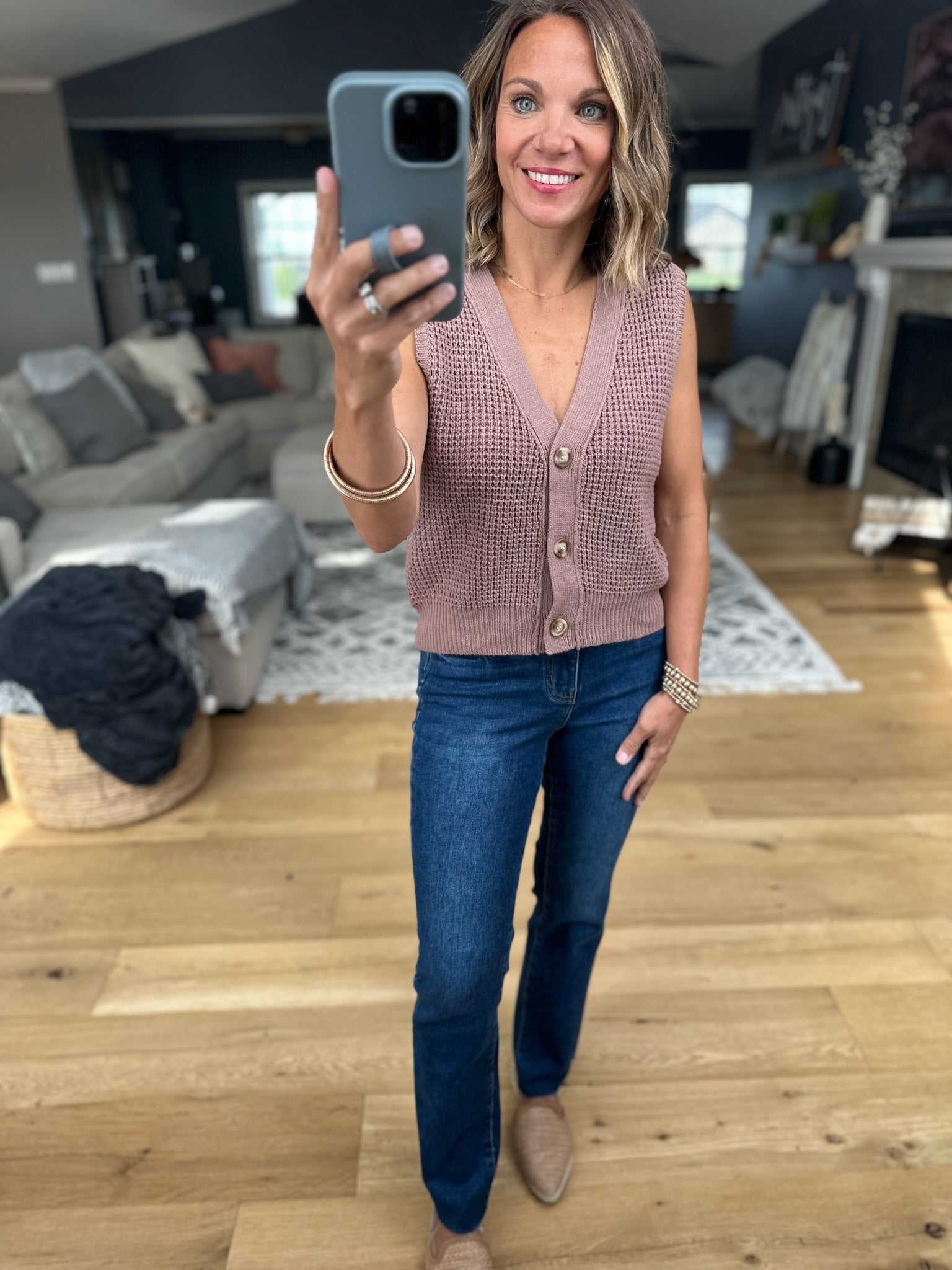 Everything I Need Button-Down Knit Vest-sweaters-Staccato-Anna Kaytes Boutique, Women's Fashion Boutique in Grinnell, Iowa