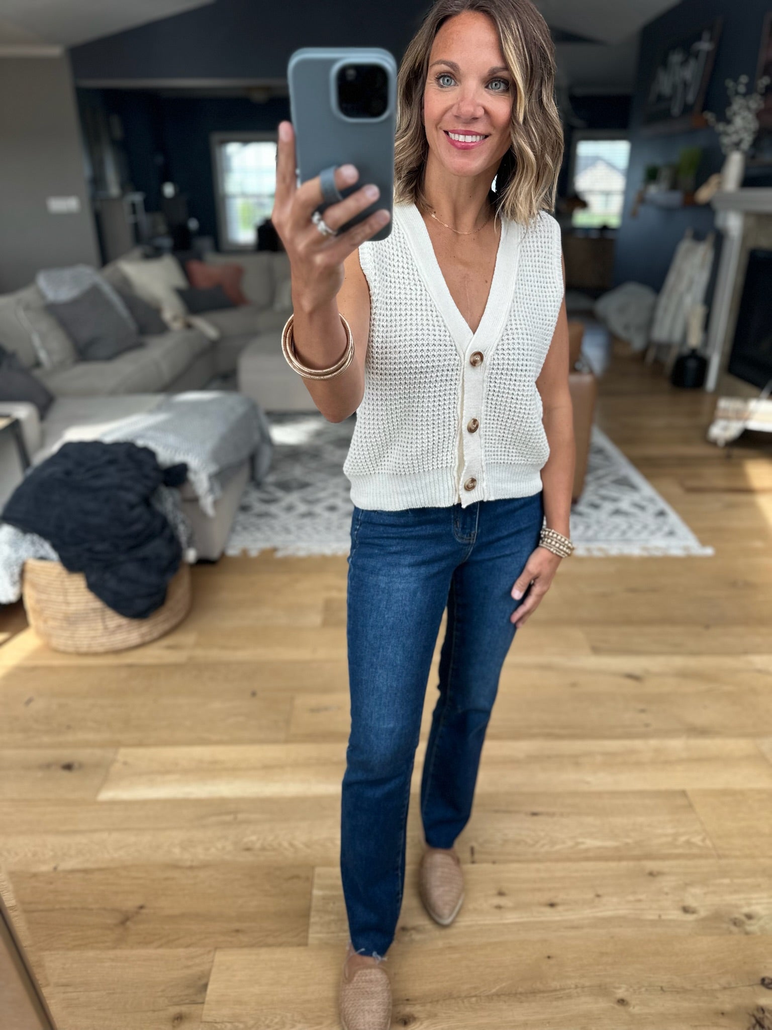 Everything I Need Button-Down Knit Vest-sweaters-Staccato-Anna Kaytes Boutique, Women's Fashion Boutique in Grinnell, Iowa