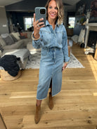 Western Woman Denim Dress-Wishlist-Anna Kaytes Boutique, Women's Fashion Boutique in Grinnell, Iowa