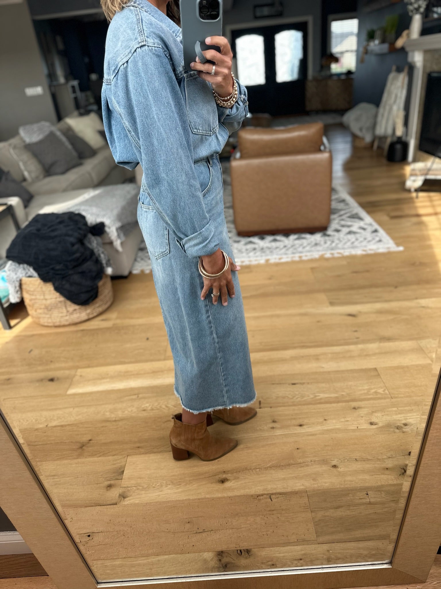 Western Woman Denim Dress-Wishlist-Anna Kaytes Boutique, Women's Fashion Boutique in Grinnell, Iowa