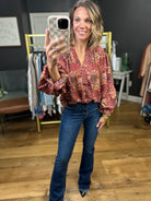 The Sydney Printed Blouse-Top-Entro T22048-Anna Kaytes Boutique, Women's Fashion Boutique in Grinnell, Iowa