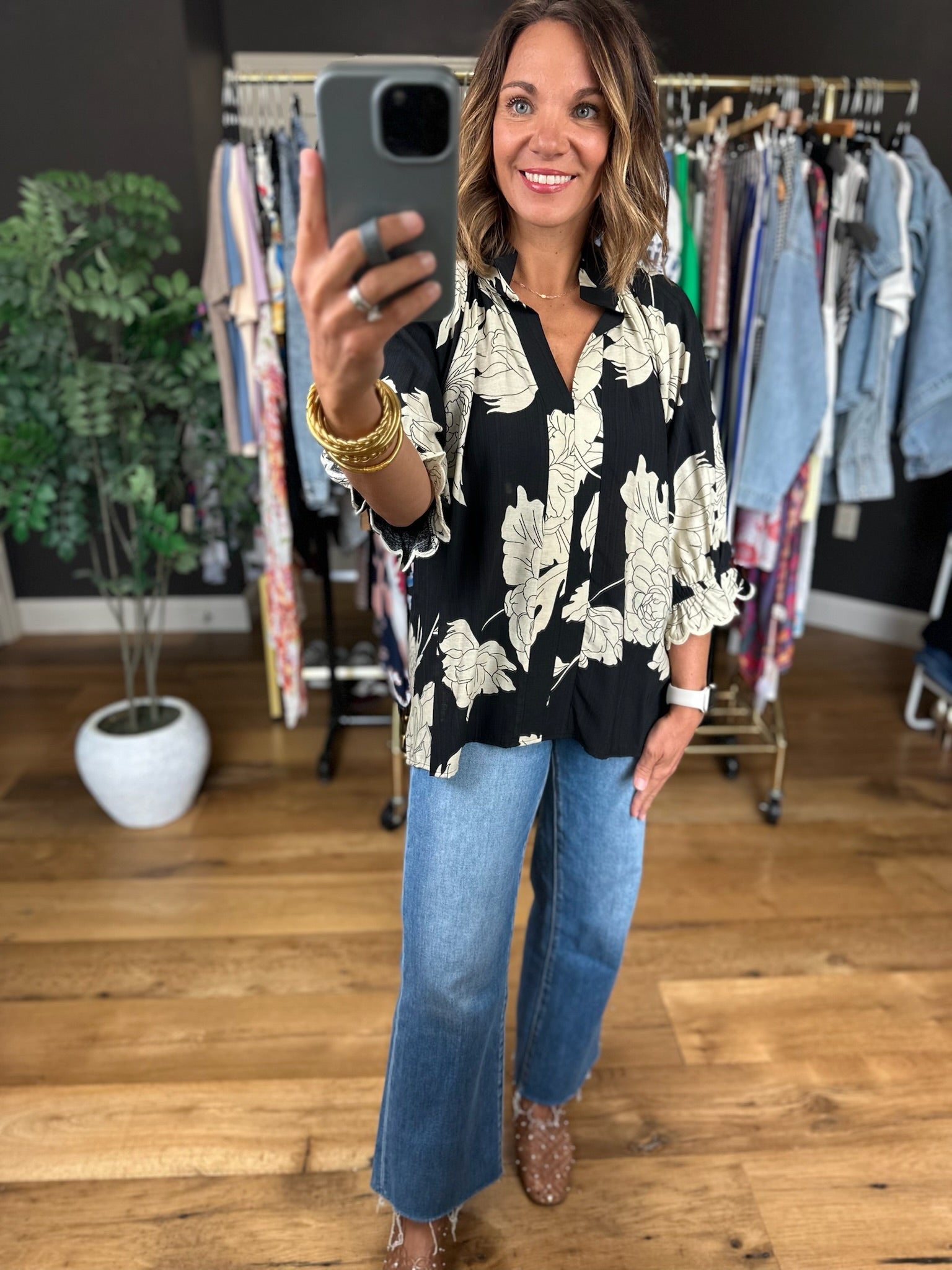 Worth The Wait Floral Top-Short Sleeves-Umgee-Anna Kaytes Boutique, Women's Fashion Boutique in Grinnell, Iowa