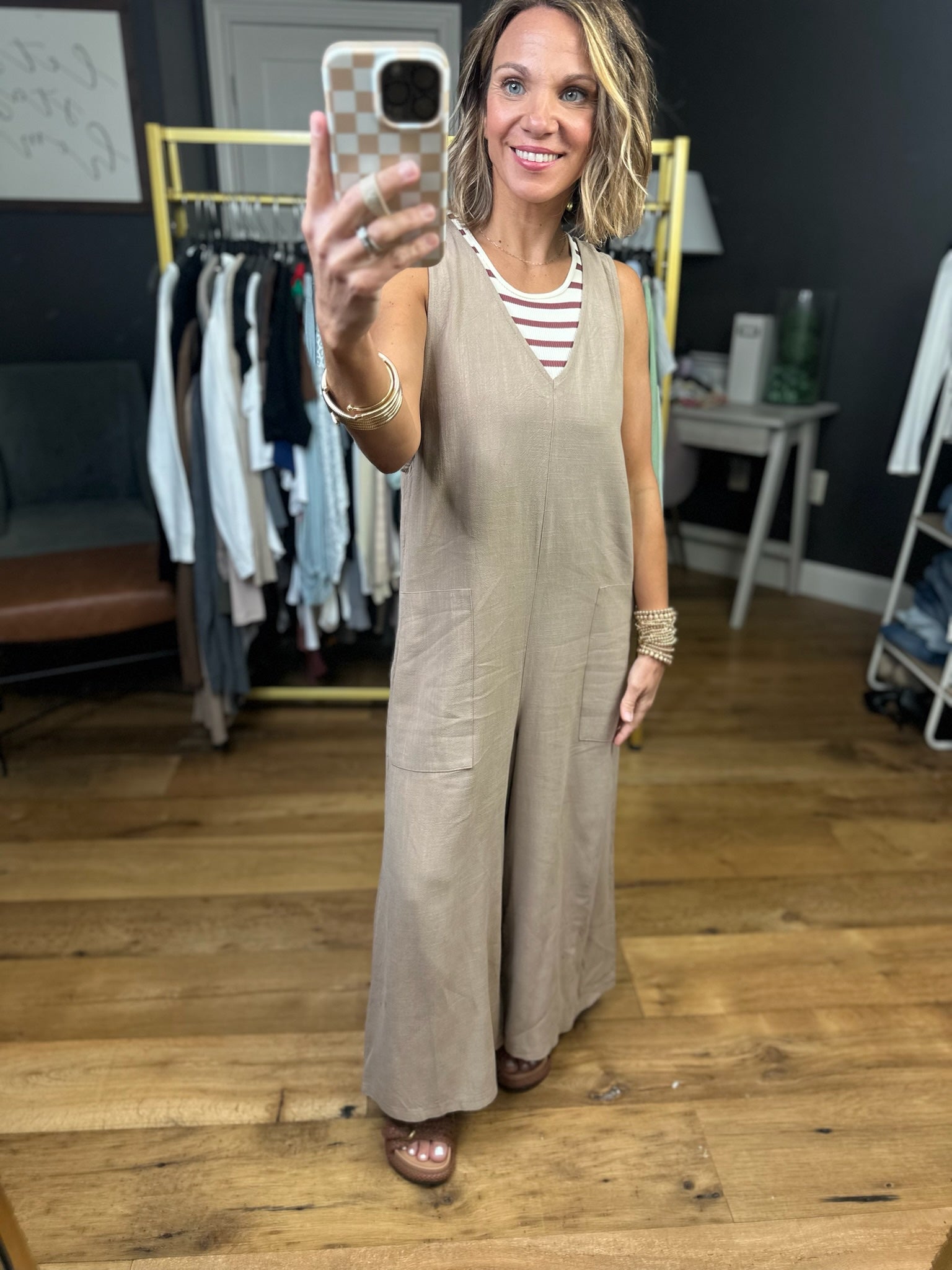 Beyond It All Wide-Leg Jumpsuit - Mocha-Staccato-Anna Kaytes Boutique, Women's Fashion Boutique in Grinnell, Iowa