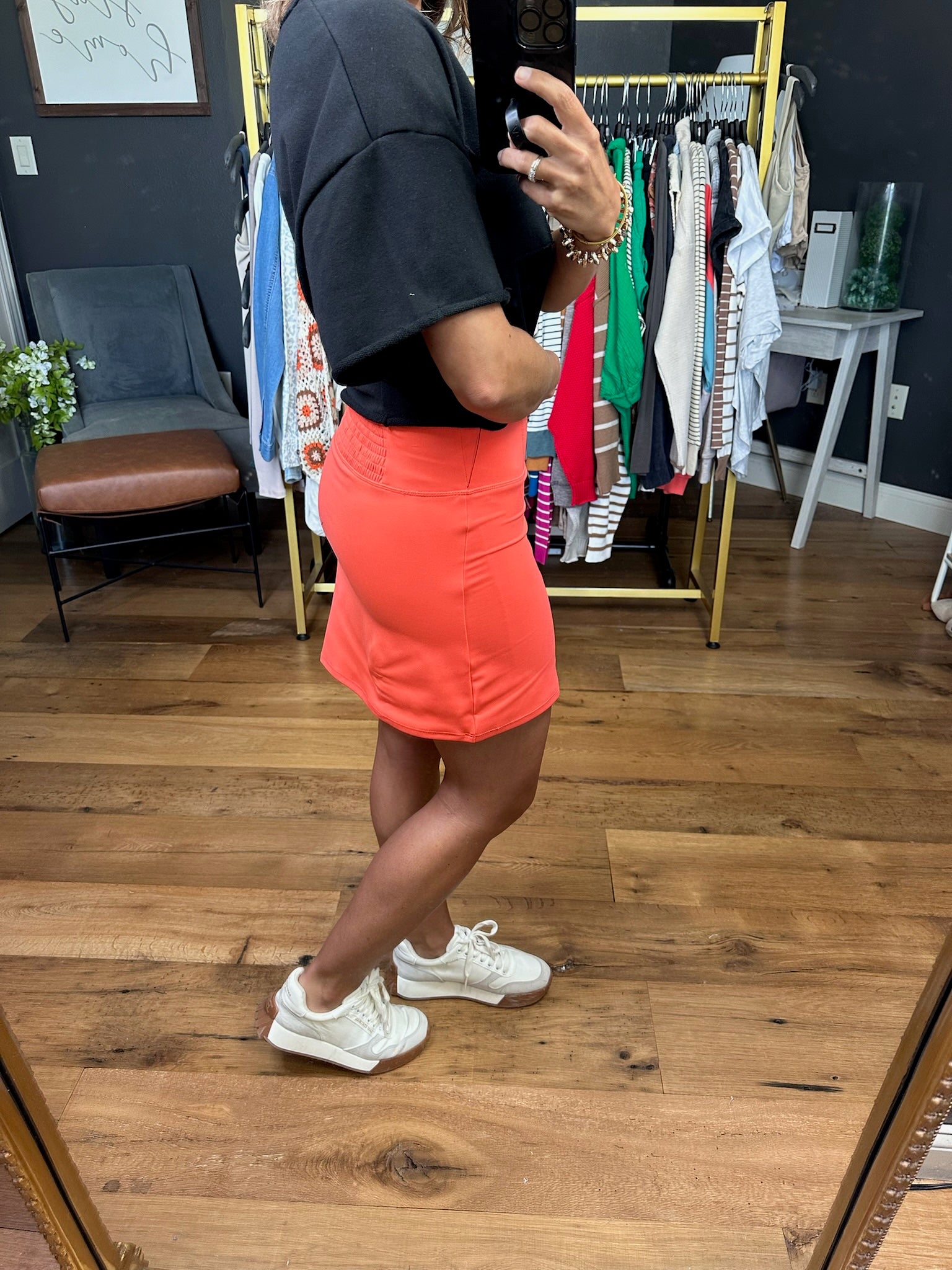 Moving Along Athletic Skort - Neon Coral-Skorts-Mono B-Anna Kaytes Boutique, Women's Fashion Boutique in Grinnell, Iowa