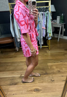 What You Feel Button-Down Patterned Romper - Pink-Very J-Anna Kaytes Boutique, Women's Fashion Boutique in Grinnell, Iowa