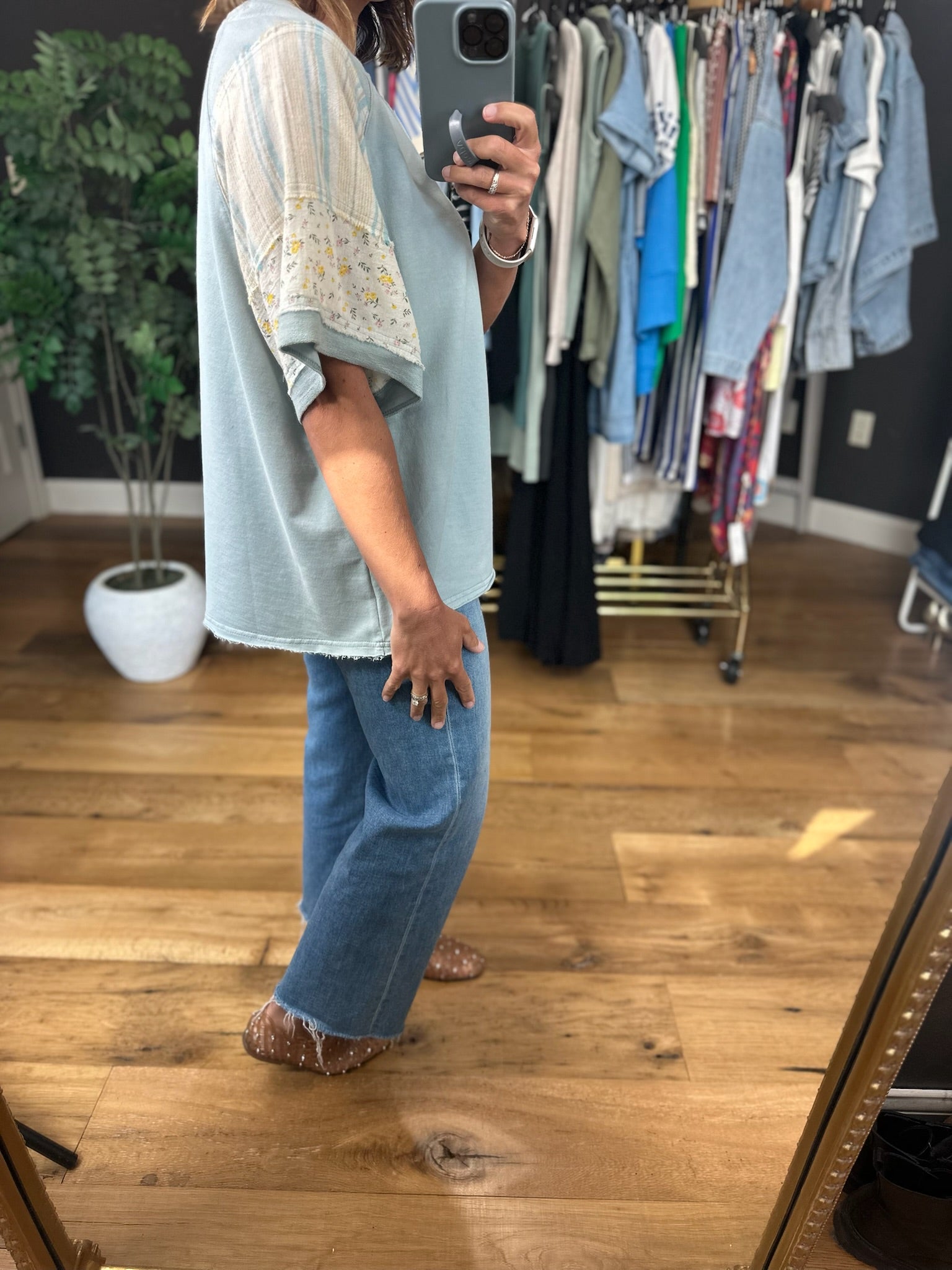 Back To You Floral-Detail Top-Short Sleeves-Umgee-Anna Kaytes Boutique, Women's Fashion Boutique in Grinnell, Iowa