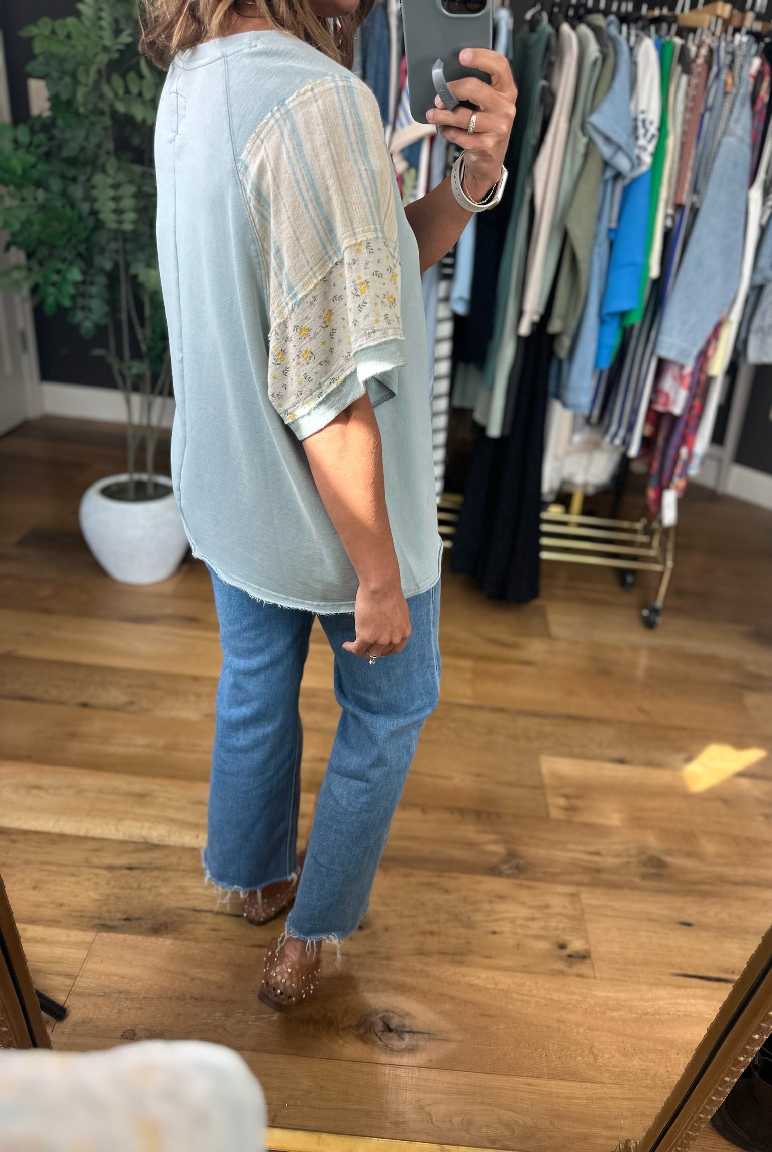 Back To You Floral-Detail Top-Short Sleeves-Umgee-Anna Kaytes Boutique, Women's Fashion Boutique in Grinnell, Iowa