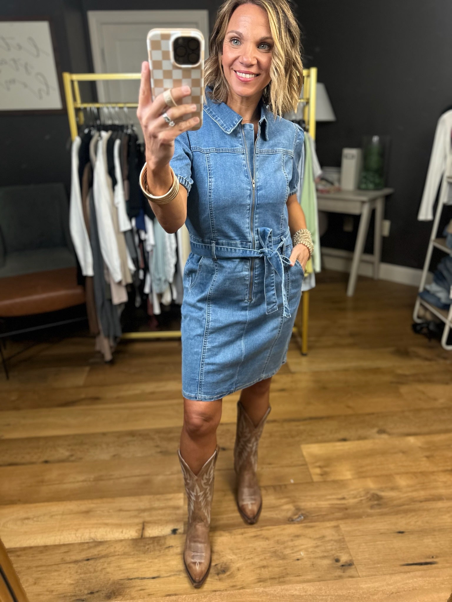 Last Rodeo Denim Zip Dress-Wishlist-Anna Kaytes Boutique, Women's Fashion Boutique in Grinnell, Iowa