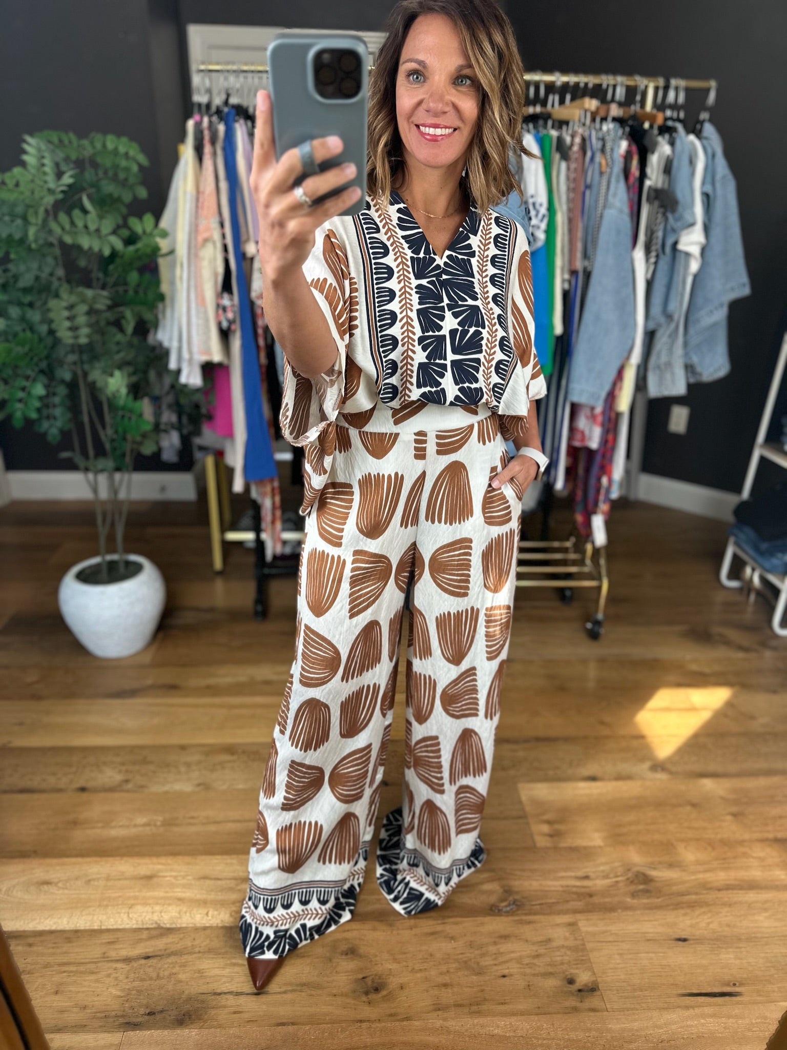 Coastal Drift Patterned 2-Piece Set-Short Sleeves-Glam-Anna Kaytes Boutique, Women's Fashion Boutique in Grinnell, Iowa