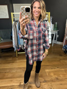 Help You Oversized Plaid Button-Down Top - Navy-Easel-Anna Kaytes Boutique, Women's Fashion Boutique in Grinnell, Iowa