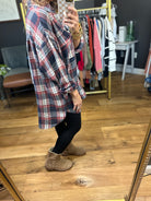 Help You Oversized Plaid Button-Down Top - Navy-Easel-Anna Kaytes Boutique, Women's Fashion Boutique in Grinnell, Iowa