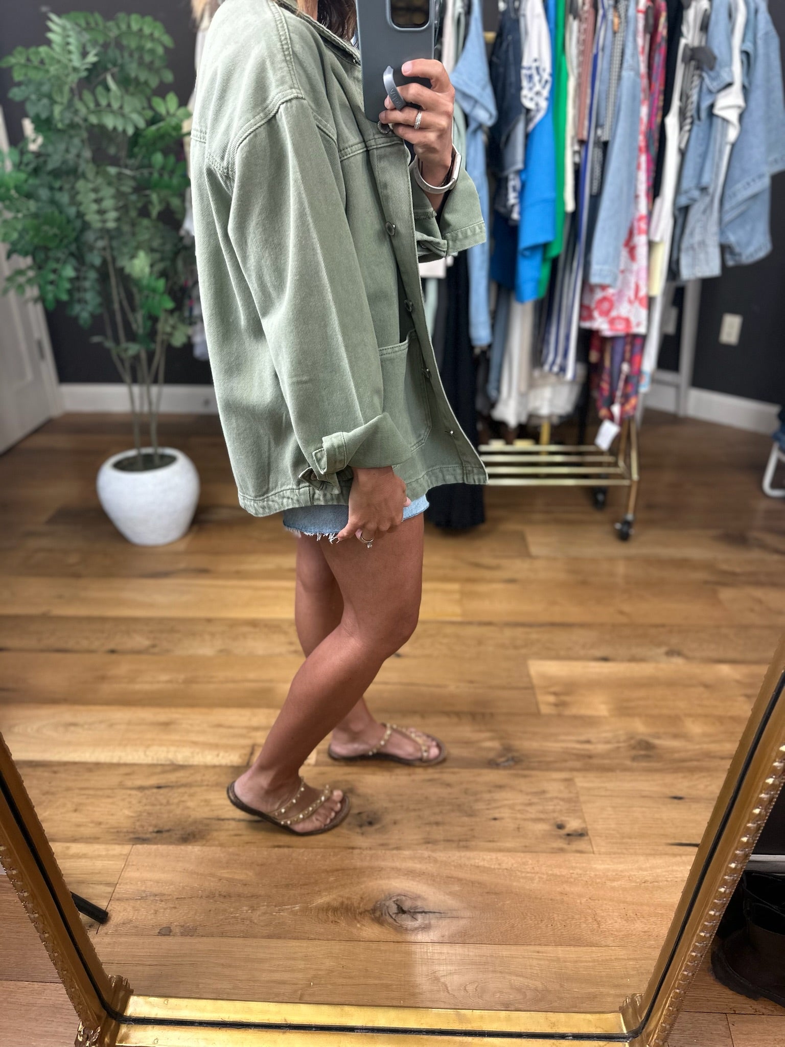 Pure Happenstance Denim Jacket-Sweaters-Wishlist-Anna Kaytes Boutique, Women's Fashion Boutique in Grinnell, Iowa