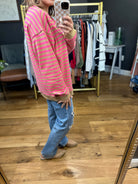 Day With You Striped Contrasting Crew - Punch/Taupe-Wishlist-Anna Kaytes Boutique, Women's Fashion Boutique in Grinnell, Iowa