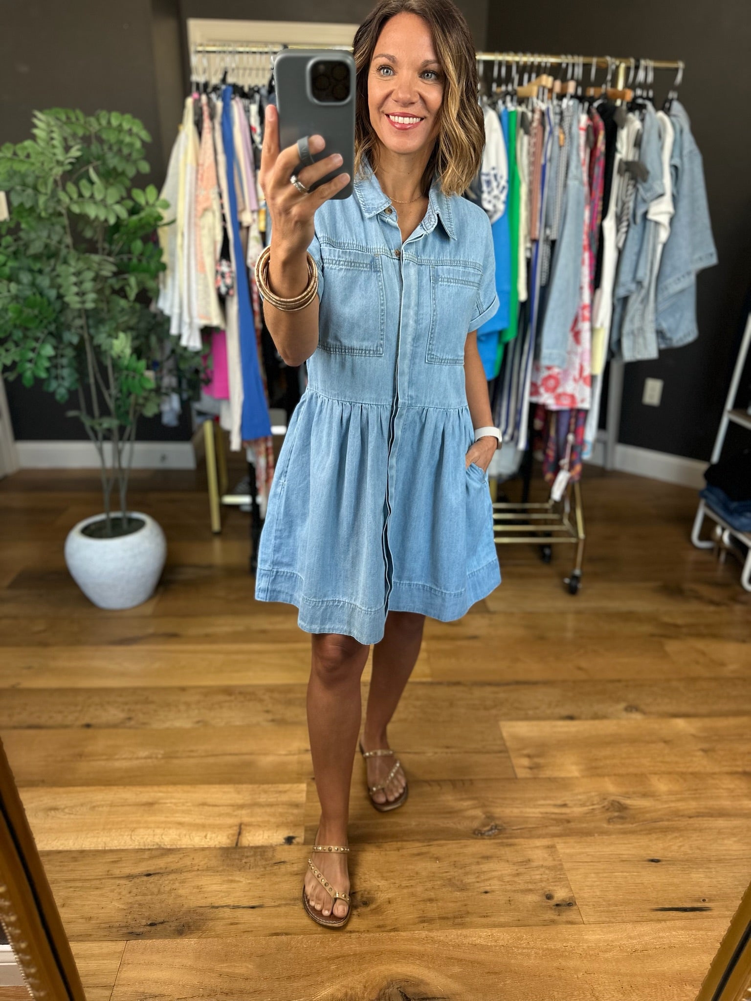 Holding On Denim Dress-Dresses-Wishlist-Anna Kaytes Boutique, Women's Fashion Boutique in Grinnell, Iowa